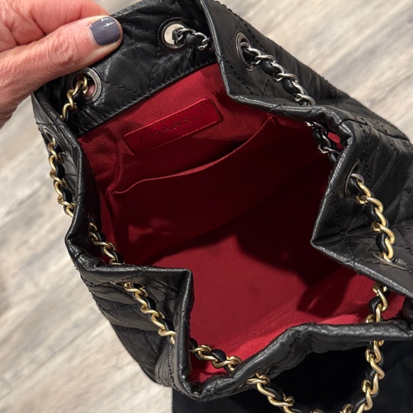 CHANEL Gabrielle Mini Backpack Chain Bag in Quilted Black Leather - Picture 11 of 16